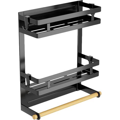 Porta spezie magnetico, design a parete, organizer salvaspazio, nero (1/2)