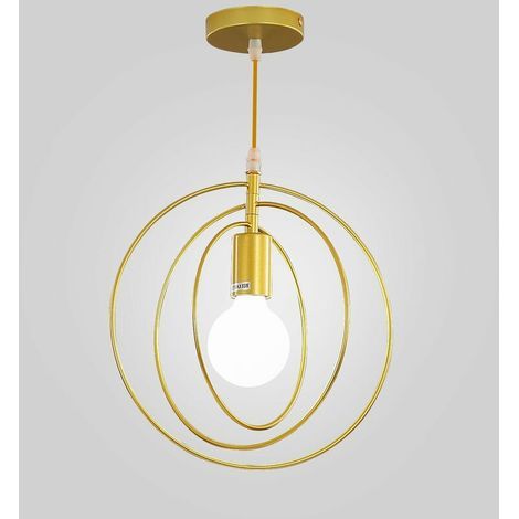 Suspension Luminaire Industriel Vintage Design E27, Éclairage de Plafond Rétro Longueur 120CM, Lustre Abat Jour Métal pour Chambre Salon Couloir Cuisine Salle de Bain Balcon (Doré) (1/5)
