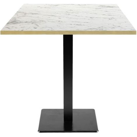 Table 70 x 70 cm - modèle Milan marbre calacatta chants laiton