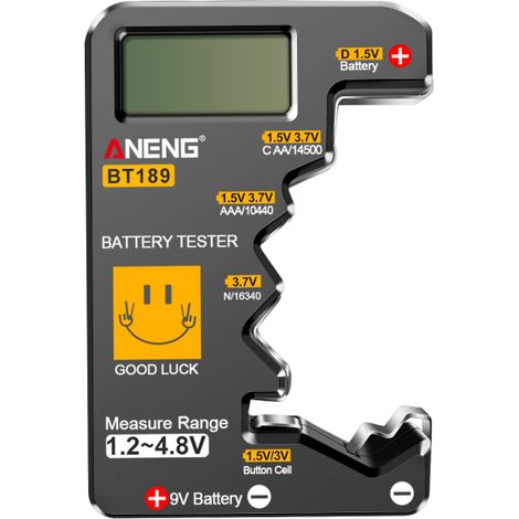Batterietester BT189 für C, AA, AAA, D, N, 9V, 6F22, 1,5V, 3V (Batterie a unten)