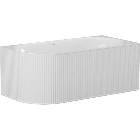 Vasca da bagno angolare scanalata - 170 x 80 x 60 cm - Acrilico - Bianco opaco - Angolo retto - 290 L - BARBORI (1/4)