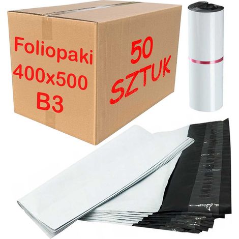 Kurier-Poly-Versandtaschen Weiß B3 400x500mm - 50 Stück.