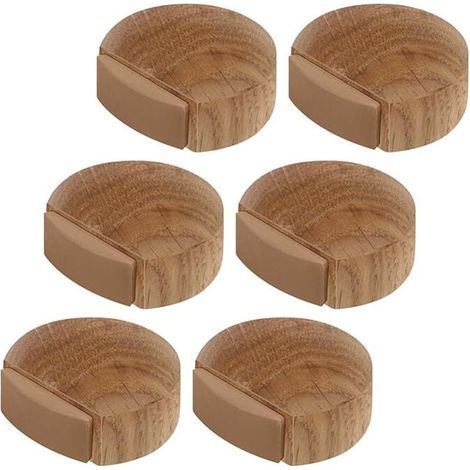 Butoir de porte adhésif en bois pour sols lisses – Installation facile sans vis – Convient au parquet, carrelage, vinyle – Lot de 6 pièces (1/5)