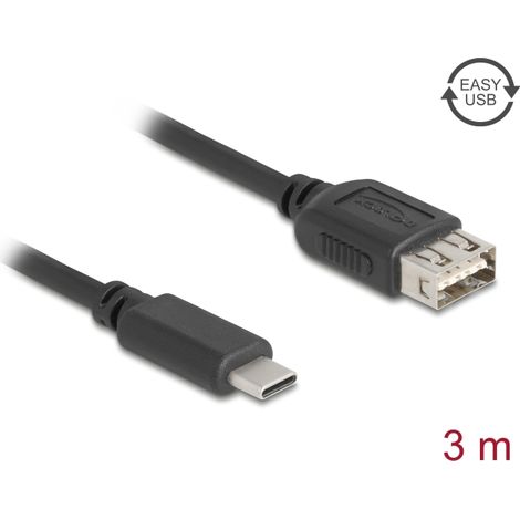 Delock Cable USB 2.0 USB Type-Câ¢ macho a EASY USB Tipo-A hembra 3 m