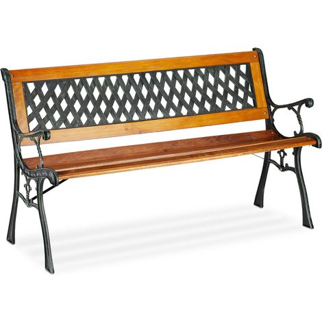 Banco de jardín vintage cómodo 120 x 60 x 80 cm para 2 personas de hierro fundido marrón 130004978 (1/5)
