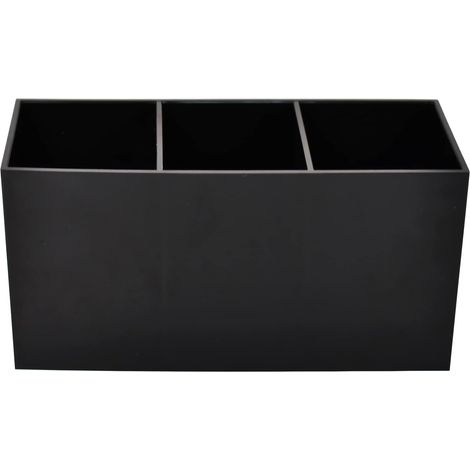 Organisateur de pinceaux de maquillage noir à 3 emplacements, présentoir pour pinceaux, eye-liners, rouges à lèvres et gloss. (1/5)