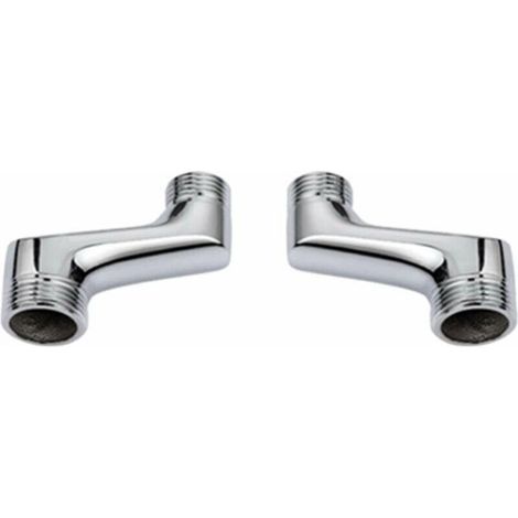 Ineasicer Pack of 2 Counter Elbow Shower Fittings, Brass Elbow Reducer Fitting, Adjustable Swivel Arm, Counter Elbow Wall Fitting, 1/2" 3/4" Offset Fitting, Chrome (1/3)