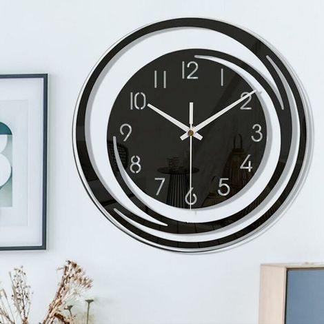 Moderne Wanduhr 30x30 cm – Geräuschlos mit schleichendem Uhrwerk – Robustes Acryl mit verspiegelter Oberfläche – Für Wohn- und Schlafzimmer (1/3)