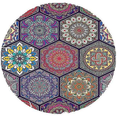 Nappe ronde imperméable avec ourlet élastique pour une utilisation intérieure et extérieure, housse de table ajustée pour les fêtes dans le jardin et les réunions de famille. Couleur : Style G 1,2 m (1/4)