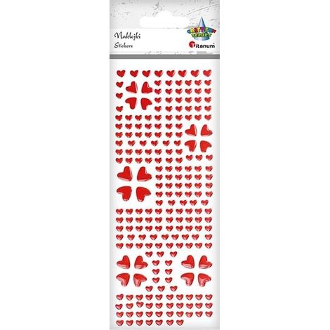 Adesivi a forma di cuore rosso in lamina metallica, 229 pezzi.