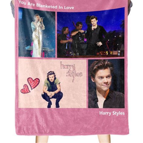 Couverture étoile personnalisée Harry Styles BL601H-5, 140x200 cm, plaide motif star, tissu doux, décoration lit ou canapé. (1/3)