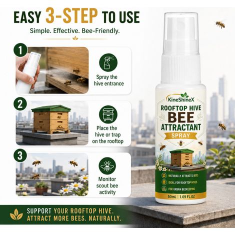 KineShineX Rooftop Beehive Attractant Spray, a bee colony attractant for urban rooftop beekeeping. (1/5)