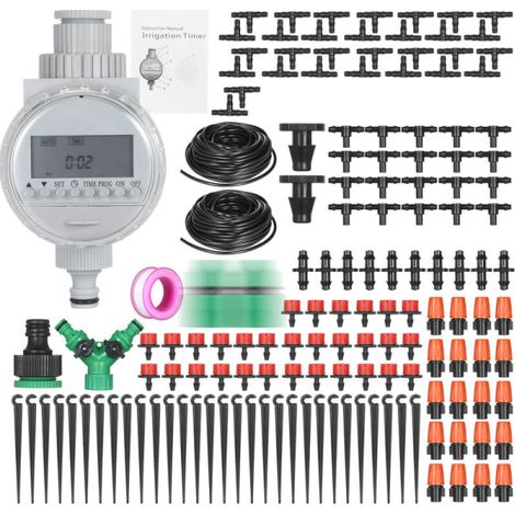 Kit de micro-irrigation 30M/98FT, système d'arrosage automatique réglable pour jardin, tuyau goutte-à-goutte pour pelouse, potager et parterre, 30 mètres avec raccords, irrigation goutte à goutte pour (1/5)