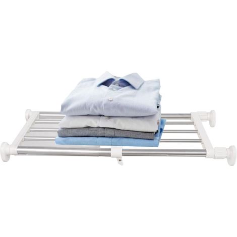 Étagère rétractable Garde-robe Étagère rétractable réglable Pas de poinçonnage Étagère de rangement réglable Tige en acier inoxydable Chambre Salle de bain Cuisine Longueur 50-80CM 1pc (1/3)