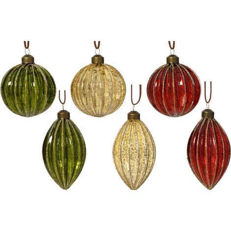 Decoris Pallina di Natale in Vetro Brillante - Interno Argento - 10 cm