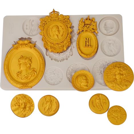 Moules en Silicone, Moule à Fondant pour Pièces de Monnaie, 9 Cavités Moules à Chocolat et Bonbons pour Décoration de Gâteau Topper Pâte à Gomme Argile Polymère,Tête de Phoque,Tête de Phoque (1/5)
