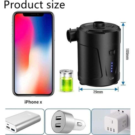 Pompe à air électrique, Batterie Rechargeable 5200 mAh, Gonfleur Matelas Gonflable avec 3 Buses d'air, Gonfleur Rapide pour Bateau Pneumatique/Matelas Pneumatique (1/3)