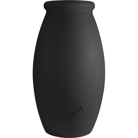 Récupérateur d'eau de pluie jarre 500 L – Kit raccord chéneau inclus – Plastique rotomoulé – Couleur anthracite – Ø 80 x H 143 cm – Bellijardin (1/3)