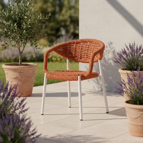 Mömax Gartensessel Antonia Orange/ Weiß Aluminium/Textil (1/5)