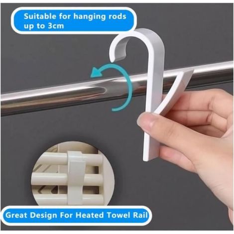8 pièces Crochet Radiateur sèche serviette, Crochet, Seche Serviette Salle de Bain pour Radiateurs plastique Blanc, (1/4)