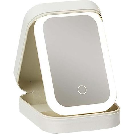 Miroir de Maquillage de Voyage avec Lumière, Trousse de Maquillage Compacte avec Miroir LED, Miroir de Beauté Éclairé Portable, Éclairage 3 Couleurs (1/5)
