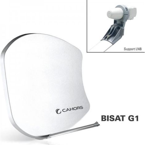 Parabole - CAHORS - BISAT G1 - Fibre blanche - Support G1 - LNB Single