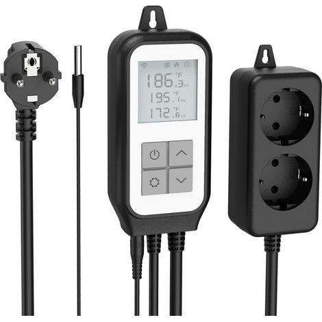 Temperaturregler mit Thermostatsockel, Relaissockel, Tuya Wifi Digitaler Temperatursensor für Aquarium, Gewächshaus. Sprachsteuerung. EU-Stecker.