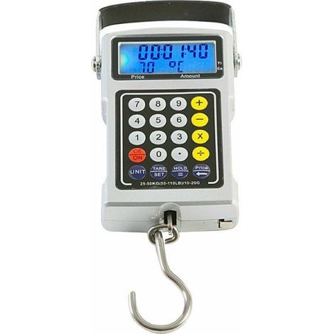 Fish Scale, Backlit LCD Screen 110 Lb/50 Kg Fishing Scale with Measuring Tape, Electronic Scale, Digital Postal Fishing Hook Scale (1/5)