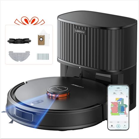 Laresar L20 Aspirateur Robot 5000Pa avec Navigation LDS, Station de Vidage Automatique, Contrôle via Application pour Nettoyage des Sols et Tapis (1/5)