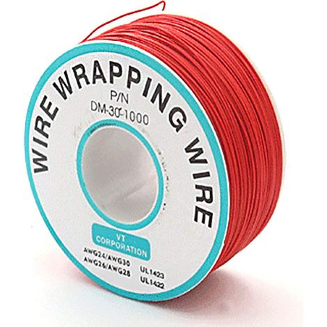 Câble d'isolation coloré rouge de 250 m, câble d'emballage de test en cuivre étamé, câble solide 30 AWG 0,25 mm pour ordinateur portable (1/4)