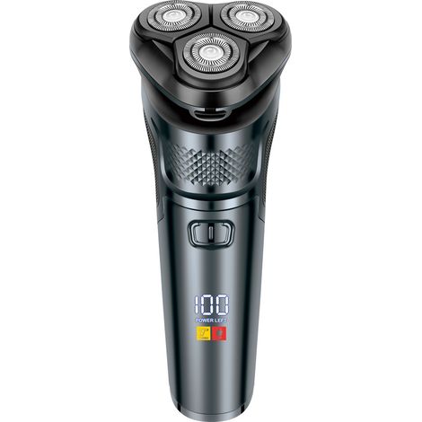 Rasoio elettrico per uomo, rasoio elettrico ricaricabile, rifinitore con display LED intelligente, rasoio senza fili Wet/Dry, nero (1/3)