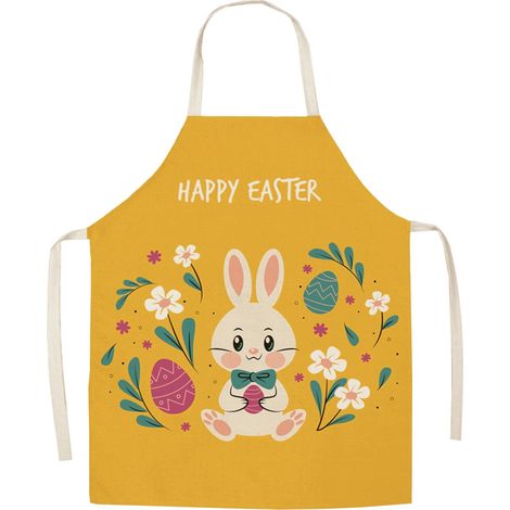 Tablier De Cuisine - Polyester Imprimé Thème Pâques - Pour Adulte - Usage Multifonctionnel En Intérieur Et En Extérieur - 65 x 75 cm - 1 Pièce (1/5)
