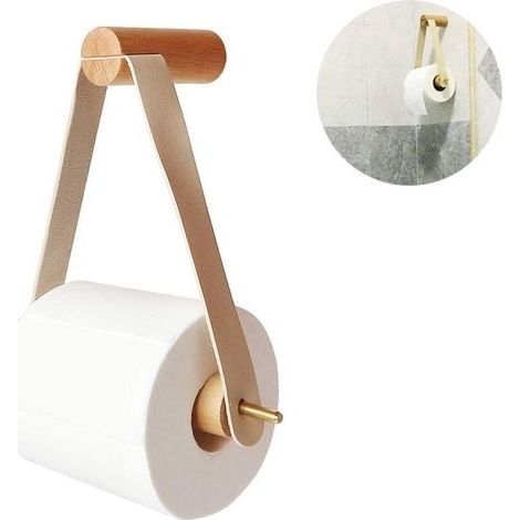 Porte-Rouleau En Bois Créatif Rangement De Salle De Bain Distributeur De Serviettes En Papier Porte-Papier Toilette Boîte Accessoires De Salle De Bain (Blanc) (1/5)