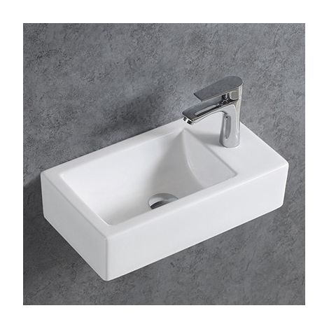 BERNSTEIN - Lavabo de cerámica KW302 - 45,5 x 25 x 12 cm - blanco brillante Con tapa blanca brillante, Mueble derecho
