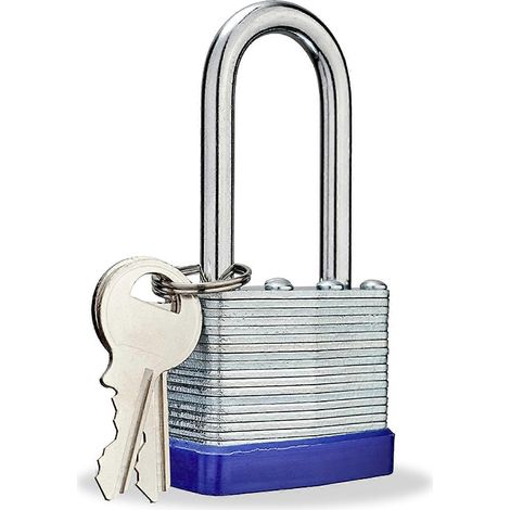 Cadenas d'extérieur Lock, cadenas à clé laminée, corps de 4 cm de large, ensemble de cadenas avec clés, anse longue (1 paquet) (1/5)