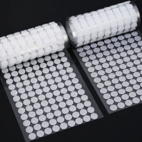 Scratch Autocollant Rond, 500 Paires 10mm Cercles avec Crochet et Boucle Auto Adhésifs, 1000PCS Autocollantes Hook & Loop Pastille Adhesive, Autocollantes Points Arrière Dots Coins (1/5)