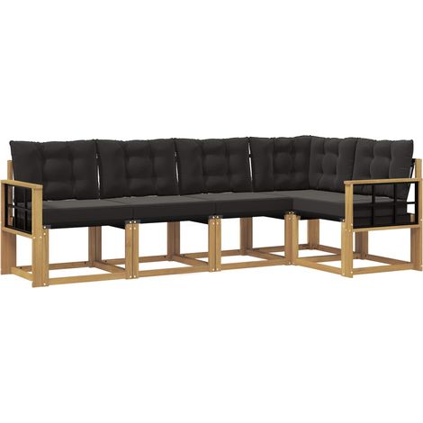 Set di divani da esterno con cuscino 5 pz Salotto da Giardino Bianco e Nero (1/5)