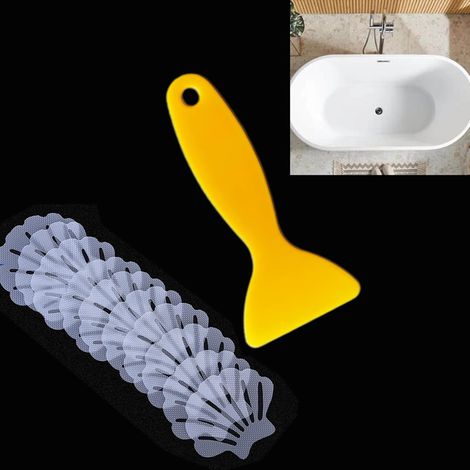 Rutschfeste Duschmatte, selbstklebende Badewannenaufkleber fürs Badezimmer – transparent, 20 Stück, rutschfester Streifen, mit Kunststoffabzieher für Bad und Dusche, PEVA-Material, 8 x 7 cm (1/5)