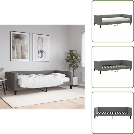 The Living Store Tagesbett mit Matratze Dunkelgrau 100x200 cm Stoff - Schlafsofa (1/5)