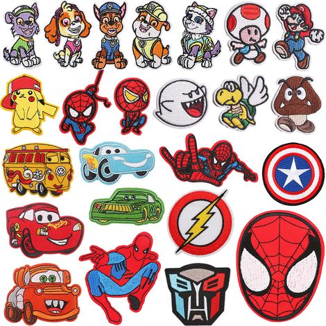 24 autocollants en tissu brodés Wangwang Team, personnage Marvel P