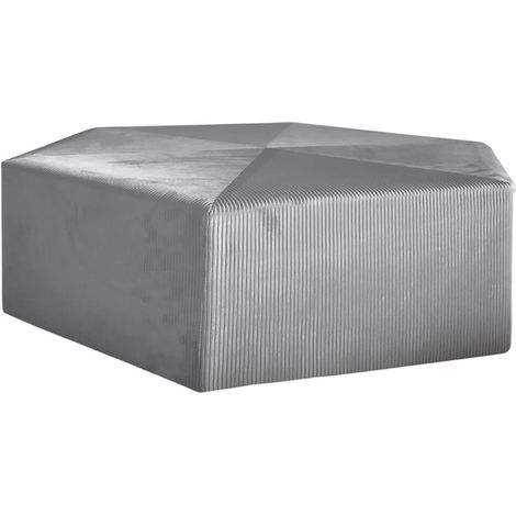 ALESSIA - Pouf Hexagonal 75cm Velours Côtelé Gris Foncé (1/5)