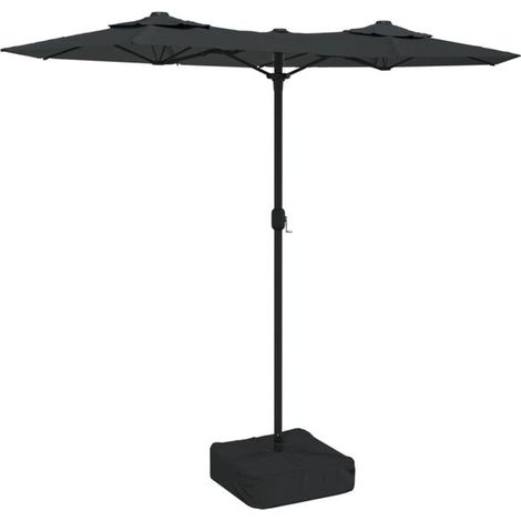 Parasol de jardin double avec éclairage LED, gris anthracite, 316 x 145 cm (1/5)