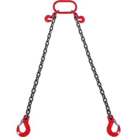 Élingue Chaîne de Levage à 2 Brins avec Crochets et Ajusteurs, 8 mm x 180 cm, Capacité de Charge 2993 kg, Grade 80, pour Chariot Élévateur, Palan à Moteur, Quai, Chantier de Construction, Usine (1/5)