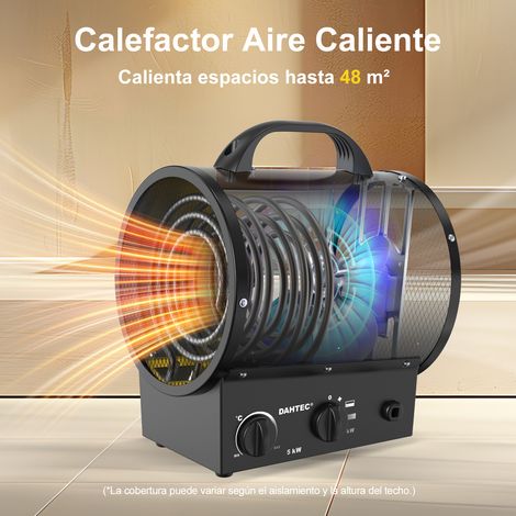 Calentador industrial portátil DAHTEC 5000W NEGRO - Calentador de aire con asa, termostato y protección contra sobrecalentamiento - Para garaje, hogar y obras (1/5)