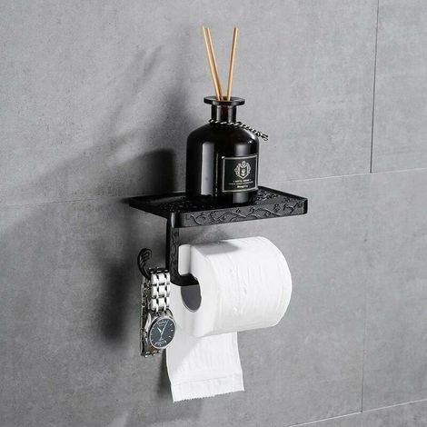 Dérouleur papier toilette, porte-papier toilette mural, support pour papier toilettes, porte-rouleau de papier hygiénique couleur noir bronze (1/4)