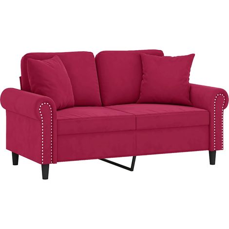 Maison Exclusive - Divano a 2 Posti con Cuscini Rosso Vino 120 cm in Velluto