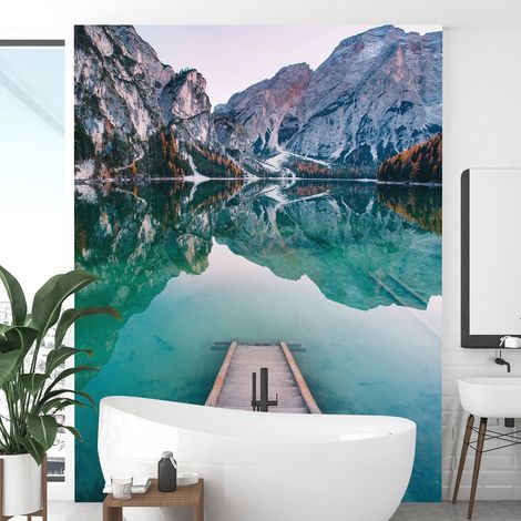 Papier peint panoramique - Lac Montagnes - 130 cm x 195 cm (1/4)