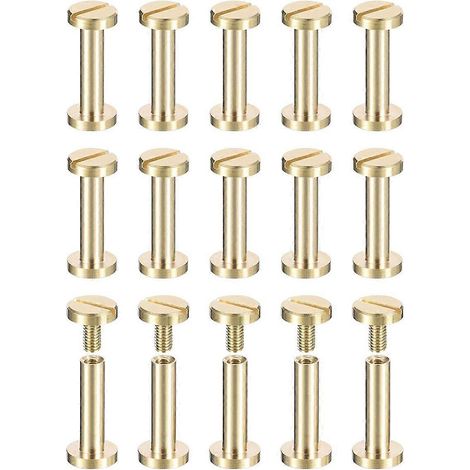 Confezione da 30 viti Chicago in ottone, viti a testa piatta da 15x8 mm, con rivetti sul retro, adatte per progetti fai da te. (1/5)