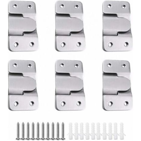 6 Paires [12 pack] Support de Montage Dissimulé Embarqué Interverrouillage Pendaison Boucle Quincaillerie Murale en Acier Inoxydable pour Accrocher la Photo Miroir Cadre Dosseret Meubles (1/5)