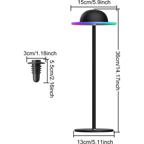 [Lampe LED] Lampe Planète RGB, Table Lampe avec Contrôle Tactile et à Distance, Lampe de Nuit Dimable, Lampe de Bottle USB Rechargeable, Lumière d'Ambiance (1/2)